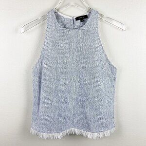 DREW | Anthro Blue & White Tweed Tank Top Fringe